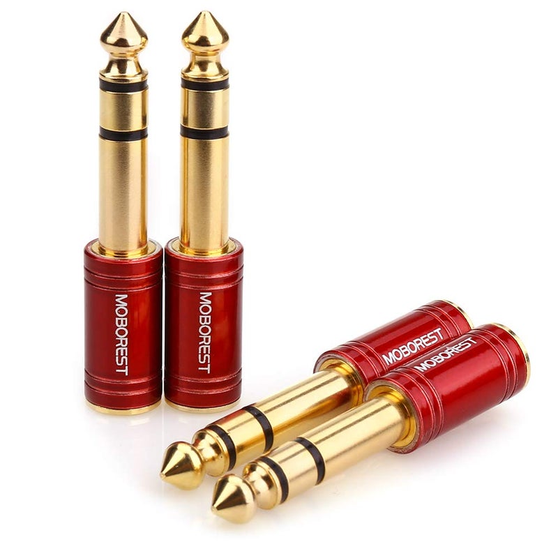 MOBOREST 4PCS 1/4 Inch to 3.5mm TRS Headphones adapte, Upgrade 6.35mm Pure Copper to 1/8 Inch Jack Female Stereo Adapter for Headphone amp adapte etc - Fashion Red - Image 2